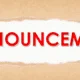 ANNOUNCEMENT