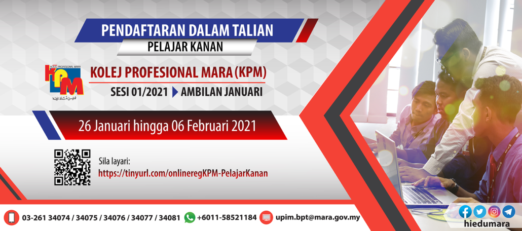 Pendaftaran Dalam Talian Pelajar Kanan Kolej Profesional Mara Kpm Sesi 1 2021 Ambilan Januari Majlis Amanah Rakyat