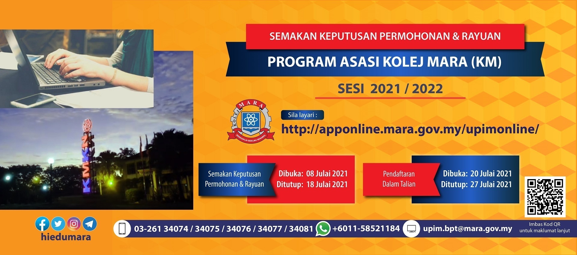 Semakan Keputusan Permohonan Rayuan Kemasukan Ke Program Asasi Kolej Mara Km Sesi 2021 2022 Majlis Amanah Rakyat