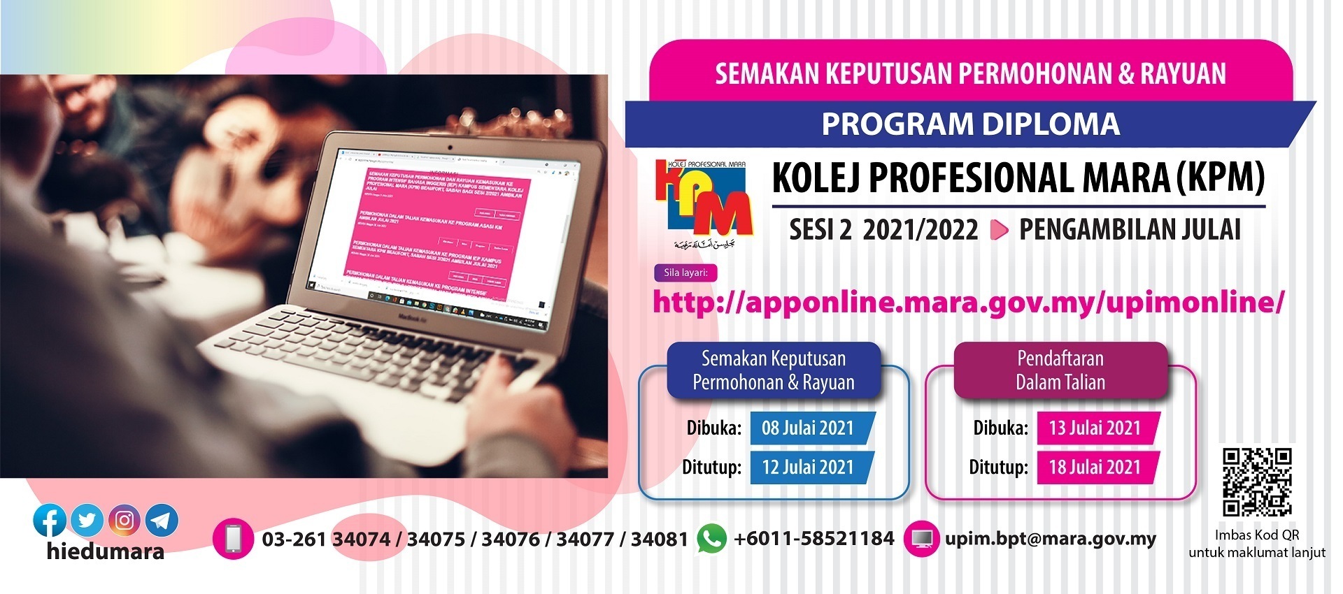 Semakan Keputusan Permohonan Rayuan Kemasukan Ke Program Diploma Kolej Profesional Mara Kpm Sesi 2 2021 2022 Pengambilan Julai Majlis Amanah Rakyat