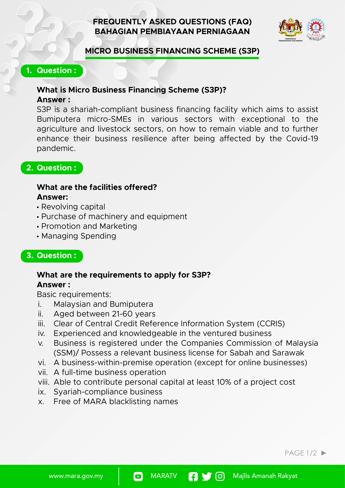 BI S3P Micro Business Financing Scheme P1