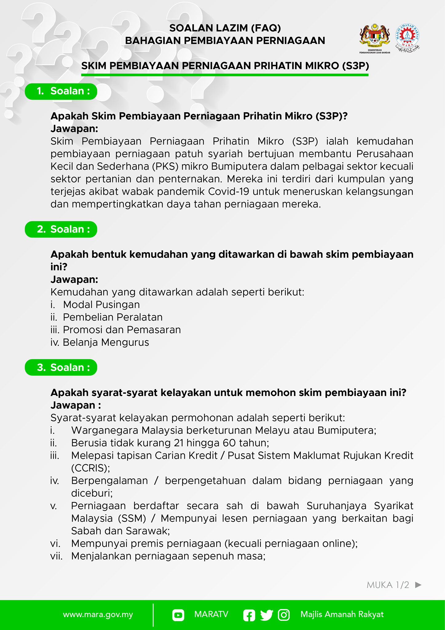 Kerajaan kecil peniaga 2021 untuk bantuan Modal Niaga