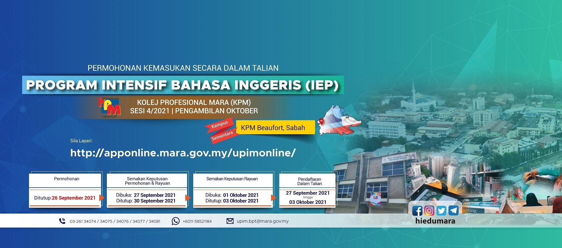 Permohonan Program Intensif Bahasa Inggeris Sesi 4 2021 Pengambilan Oktober Ke Kampus Sementara Kolej Profesional Mara Kpm Beaufort Sabah Majlis Amanah Rakyat